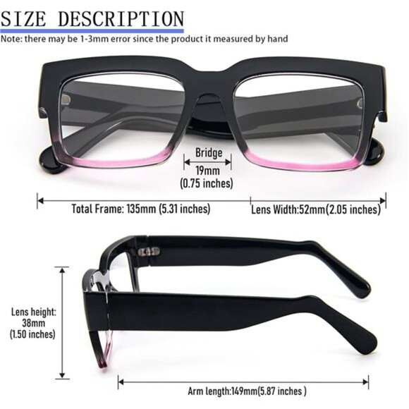 3-Pack Oversized Readers Trendy Thick Frames in Clear, Tortoise, and Black Ombre - Picture 4 of 6